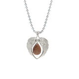 Vintage Silver Angel Wings Heart Necklace - Ready to Wear Teardrop Crystal Ball Chain Pendant for Women, Spiritual Gift
