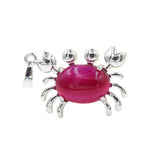 Natural Gemstone Crab Pendant | Silver-Tone Alloy Animal Charm for DIY Jewelry