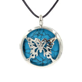 Butterfly Rebirth Symbol Crystal Necklace, Natural Healing Stone Hollow Butterfly Charm Pendant, Birthday Gift Jewelry for Ladies