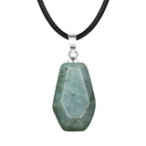 30mm Natural Crystal Coffin Pendant Necklace, Gothic Healing Stone Charm for Halloween