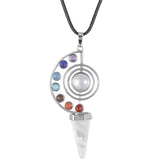 Healing 7 Chakra Natural Crystal Amethyst Rose Quartz Pendulum Yoga Hexagonal Cone Pendulums Pendant Necklace For Dowsing