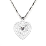 Vintage Stainless Steel Heart Pendant Necklace with Natural Green Aventurine - Celtic Knot Carved Heart Jewelry - Spiritual Protection Gift for Women & Men