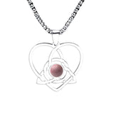 Stainless Steel Celtic Knot Heart Necklace Gemestone Triquetra Symbol Pendant - Eternal Love Spiritual Jewelry for Women & Men