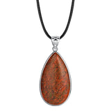 Silver Plated Bezel Set Teardrop Natural Gemstone Pendant, Multi‑Variety Water Drop Crystal Stone Pendant DIY Necklace Jewelry Accessory