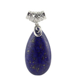 Silver Filigree Cap Natural Teardrop Gemstone Pendant, Water Drop Chakra Healing Crystal Charm for DIY Necklace Making