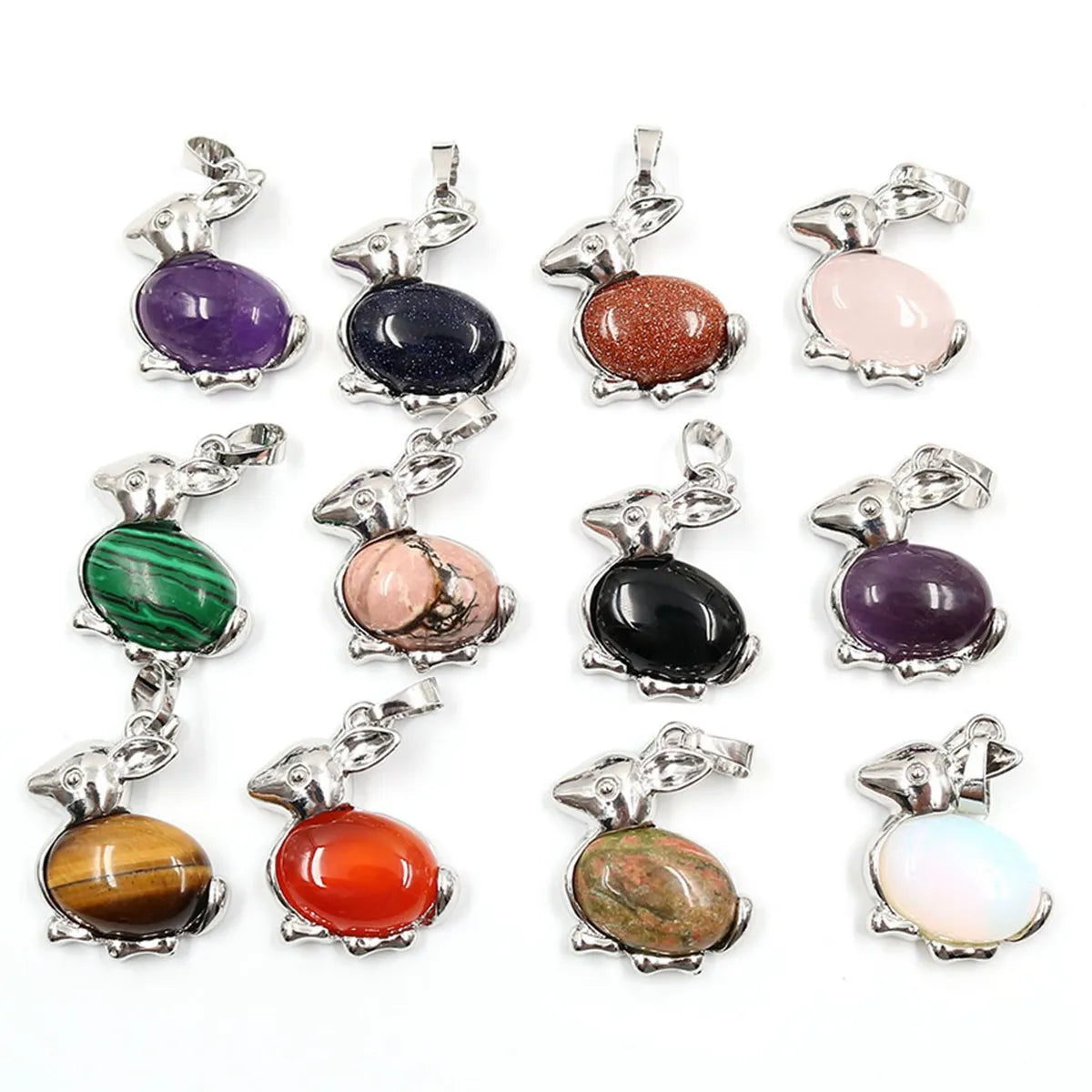 Genuine Baltic Gemstone Animal Rabbit Pendant Key chain for Women in Sterling Silver Fashion Jewelry pendant for making