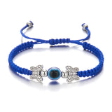 Adjustable Evil Eye Braided Rope Bracelet with Silver Elephant Charm Turkish Lucky Protection Red Black Blue String Bracelets for Women Men Amulet Jewelry