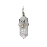 Natural Crystal Hexagonal Point Pendant • Copper Wire Wrapped Double Spiral Crystal Charm • Healing Chakra Gemstone Jewelry Making Accessory