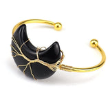 Handmade Black Obsidian Tree of Life Bracelet - Adjustable Copper Wire Wrapped Cuff - Natural Gemstone Healing Crystal Jewelry for Protection & Grounding - Unique Spiritual Gift