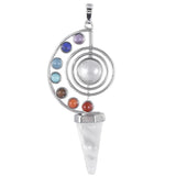 Natural Stone Pendulum Crystal Yoga 7 Chakra Spiral Hexagonal Cone Pendant Rose Quartz Reiki Healing Pendulum Jewelry
