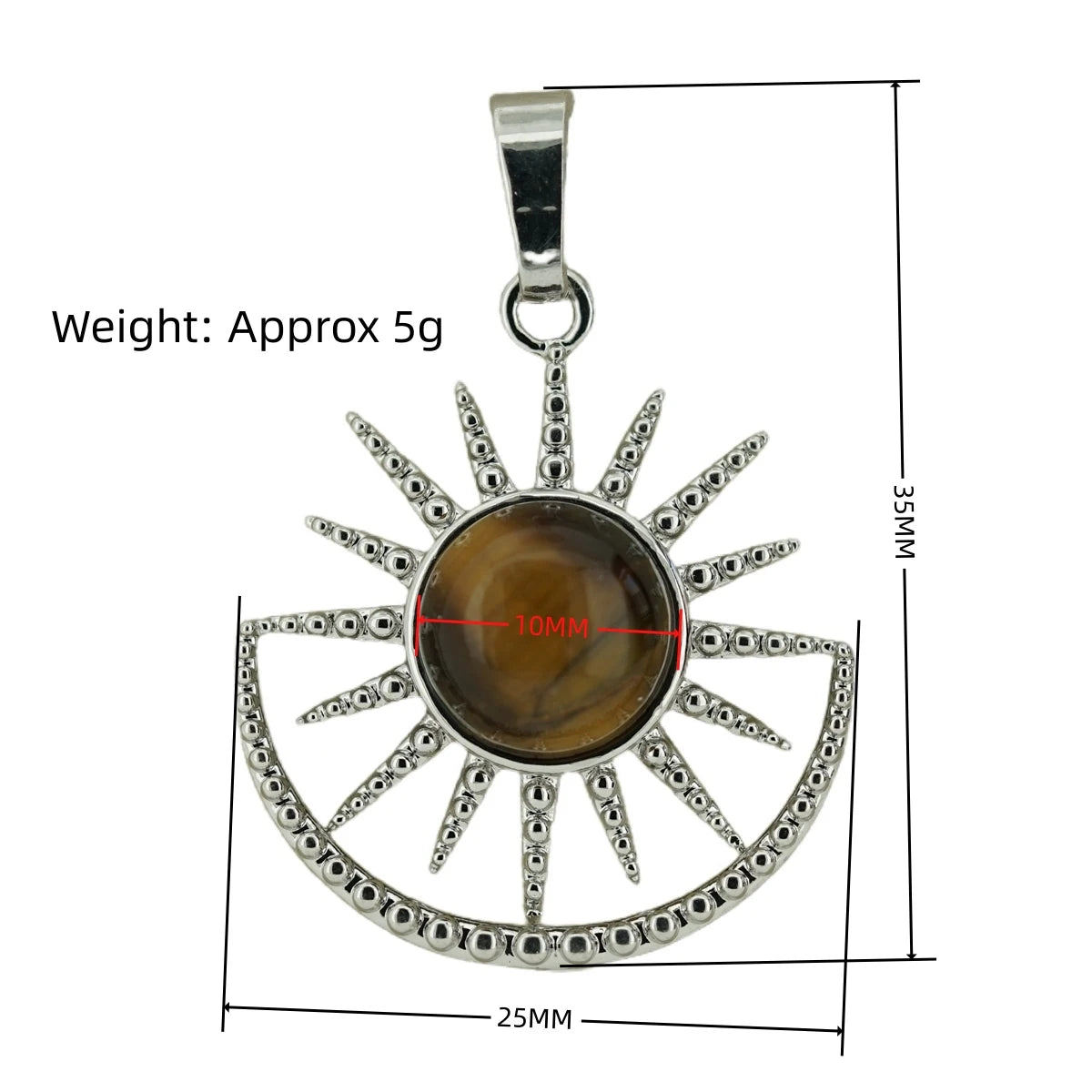 Vintage Sun Burst Crystal Pendant Necklace - Natural Gemstone Leather Cord Choker
