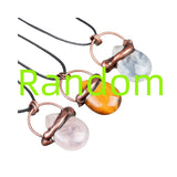 Boho Elven Crystal Waterdrop Necklace - Antique Red Copper Wrapped Genuine Healing Gemstone Pendant Gift for Women Men