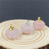 Natural Crystal Mini 3D Pumpkin Charms Gold Plated Cap Gemstone Pumpkin Pendant for DIY Halloween Jewelry Making Earring Necklace