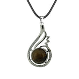 33mm Natural Crystal Teardrop Pendant Necklace, Silver-Plated Gemstone Charm