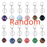 20mm Natural Crystal Planet Keychain, Cute Multicolor Stone Pendant for Bags & Wallets