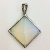 Natural Gemstone Square Pyramid Pendant 20mm Silver‑Plated Alloy Frame Reiki Chakra Healing Crystal Stone Pendant for DIY Necklace Jewelry