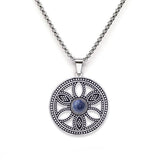 Hollow Life Flower Stainless Steel Gemstone Necklace for Women Men