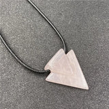 Natural Gemstone Christmas Tree Pendant Necklace  18" Black Cord  Arrow Shape Crysal Quartz Point Jewelry for Women Men