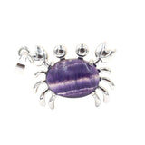 Natural Gemstone Crab Pendant | Silver-Tone Alloy Animal Charm for DIY Jewelry