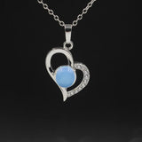 Heart Pendant Necklace, Hollow Love Shape Zircon Inlaid Crystal Bead Chain Necklace, Elegant Women Jewelry Gift