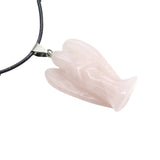 Handmade Craved 1.5Inch Gemstone Angel Pendant Necklace -45CM Black Cord #SN1531