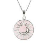 Sun and Moon Natural Gemstone Pendant Necklace Multi Color Healing Crystal Silver Plated Charm Jewelry for Women Gift