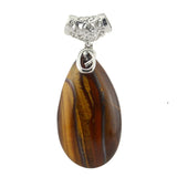 Silver Filigree Cap Natural Teardrop Gemstone Pendant, Water Drop Chakra Healing Crystal Charm for DIY Necklace Making