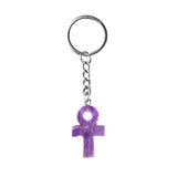 Natural Crystal Ankh Cross Keychain | 20×30mm Egyptian Symbol Gemstone Pendant for Bags & Keys