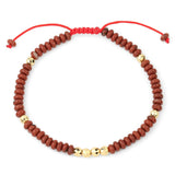 Boho Natural Stone Heishi Disc Beaded Bracelet, Hand Braided Sliding Adjustable Cord Stacking Bracelet for Women Ethnic Daily Jewelry