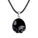23×25mm Hand-Carved Crystal Footprint Pendant | Natural Gemstone Paw Print Necklace for Healing