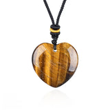 30mm  Gemstone Heart Pendant Necklace Handcrafted Crystal Love Charm on Adjustable Cord Healing Stone Jewelry Gift for Her, Him & Couples