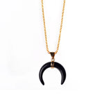 Polished Crescent Moon Horn Gemstone Pendant, Multi-color Natural Crystal Loose Charm for Necklace