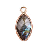 Natural Crystal Marquise Cut Pendant: 18mm Gold-Plated Healing Stone Charm for Necklaces & Spiritual Gifts