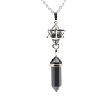 Natural Amethyst Crystal Quartz Merkaba Star Stone Chakra Pendant Necklace Hexagonal Pointed Energy Reiki Healing