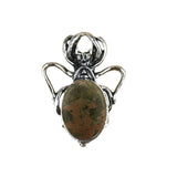 26×36mm Antique Silver Spider Pendant | Natural Crystal Cabochon Gothic Insect Charm for Jewelry Making