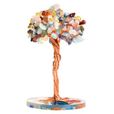 Handmade Natural Crystal Agate Tree Resin Base Figurine Engraving Rose Quartz Small Home Ornament Good Luck Love Christmas