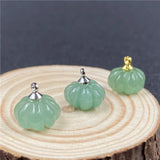 Natural Crystal Mini 3D Pumpkin Charms Gold Plated Cap Gemstone Pumpkin Pendant for DIY Halloween Jewelry Making Earring Necklace