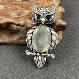 Natural Gemstone Antique Silver Owl Pendant for Making Jewelry