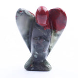 1.5Inch Gemstone Angel Figurine #SP1930 Hand Carved Pocket Healing Crystal Statue Perforated Spiritual Pendant for DIY Jewelry, Yoga Decor & Christmas Gifts