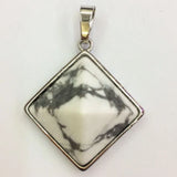 Natural Gemstone Square Pyramid Pendant 20mm Silver‑Plated Alloy Frame Reiki Chakra Healing Crystal Stone Pendant for DIY Necklace Jewelry