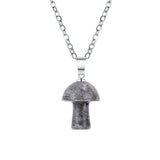 15×20mm Natural Crystal Mushroom Pendant Necklace, Mini Gemstone Chakra Healing Jewelry