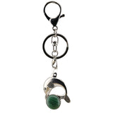 Bohemian Silver Marine Dolphin Key Ring • Cute Sea Animal Crystal Sphere Holder Clip • Heavy-Duty Swivel Lobster Clasp Christmas Gift