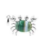 Natural Gemstone Crab Pendant | Silver-Tone Alloy Animal Charm for DIY Jewelry