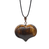 Natural Polished Heart Shaped Gemstone Pendant, Multiple Varieties Crystal Love Heart Pendant with Silver Bail, Chakra Reiki Healing Stone Necklace Pendant for Women