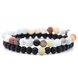 6mm Double Layer Natural Stone Stretch Bracelet, Chakra Healing Crystal Beaded Couple Bracelets Unisex Elastic Wrist Jewelry Gift for Men Women