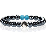 Natural Stone Stretch Beaded Bracelet with Turquoise Accent & Heart Charm Chakra Energy Healing Elastic Bracelet for Women Stacking Jewelry