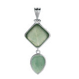 Geometric Elegance Natural Gemstone Pendant – Double Tier Rhombus & Teardrop Crystal Jewelry Gift