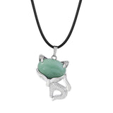 20×30mm Natural Crystal Fox Head Pendant Necklace, Healing Gemstone Beads for DIY Jewelry