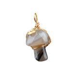 20mm Natural Crystal Mushroom Pendant  Wire-Wrapped Gemstone DIY Jewelry for Gifts
