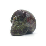 Halloween Skull Crystal Carving | Natural Unakite Healing Stone Figurine for Gothic Home Decor & Gift